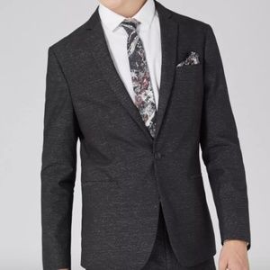 Topman Black Stripe Skinny Fit Cotton Suit Jacket